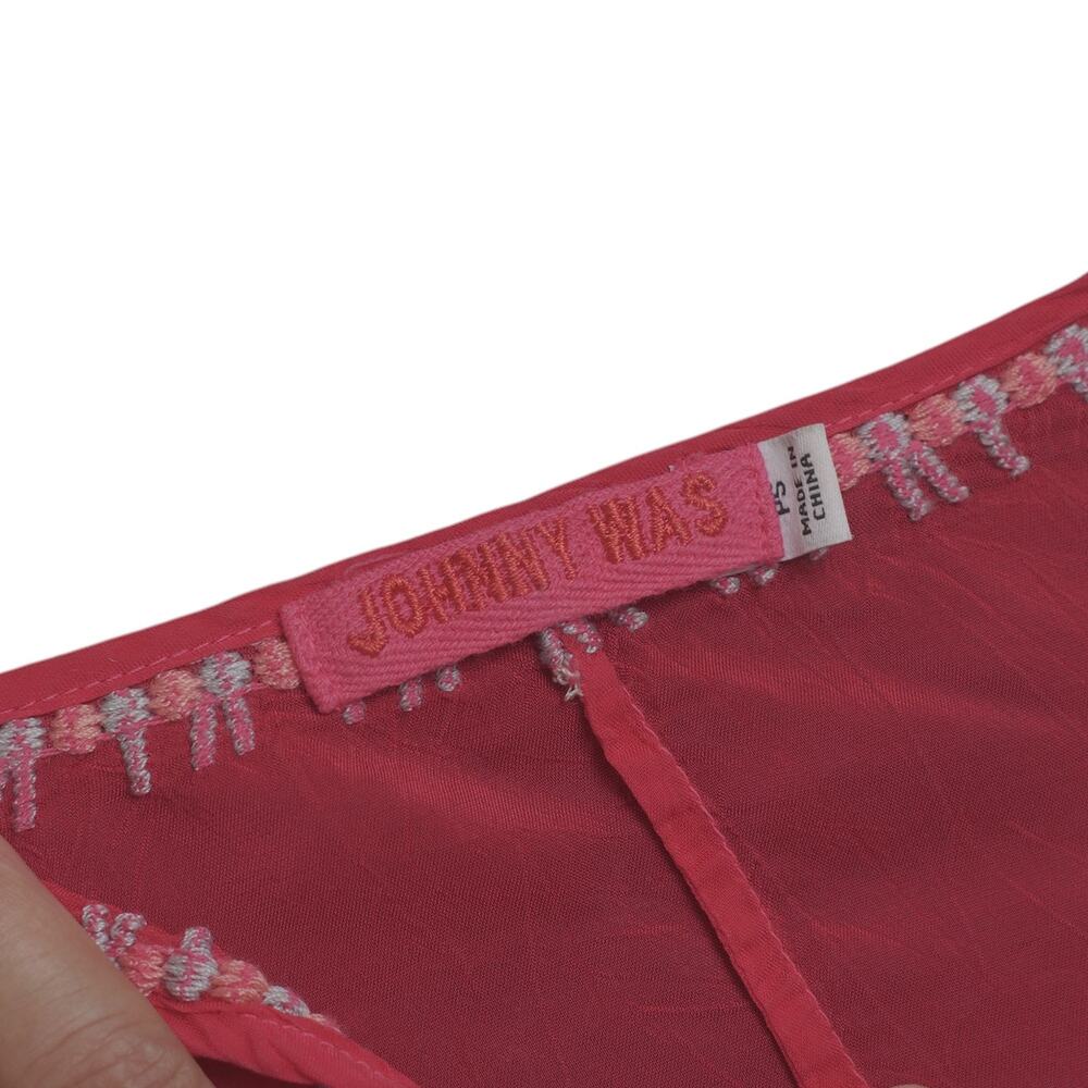 Johnny Was Berry Pink Embroidered Tunic Top Petite Small PS Boho Floral Rayon - Picture 3 of 16